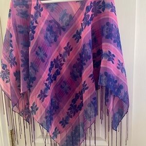 Pink and Purple Floral Poncho